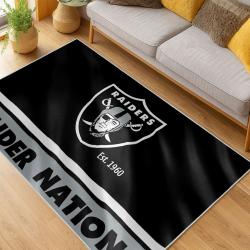 nfl las vegas raiders football team logo sport carpet area rug home decor living room lvrw102