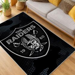 nfl las vegas raiders football team logo sport carpet area rug home decor living room lvrw104