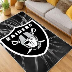 nfl las vegas raiders football team logo sport carpet area rug home decor living room lvrw116