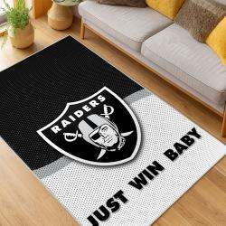 nfl las vegas raiders football team logo sport carpet area rug home decor living room lvrw133