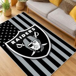 nfl las vegas raiders football team logo sport carpet area rug home decor living room lvrw143