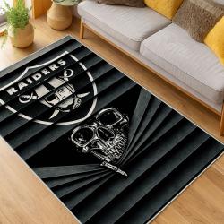 nfl las vegas raiders football team logo sport carpet area rug home decor living room lvrw160