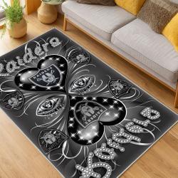 nfl las vegas raiders football team logo sport carpet area rug home decor living room lvrw164