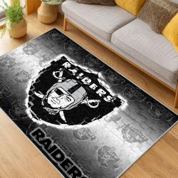 nfl las vegas raiders football team logo sport carpet area rug home decor living room lvrw168