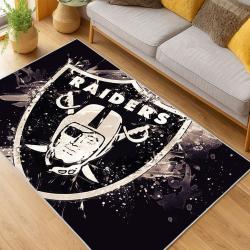 nfl las vegas raiders football team logo sport carpet area rug home decor living room lvrw170