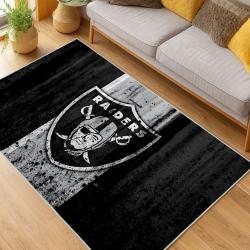 nfl las vegas raiders football team logo sport carpet area rug home decor living room lvrw176