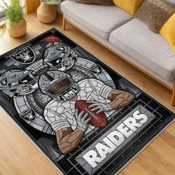 nfl las vegas raiders football team logo sport carpet area rug home decor living room lvrw178
