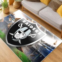 nfl las vegas raiders football team logo sport carpet area rug home decor living room lvrw185