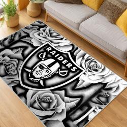nfl las vegas raiders football team logo sport carpet area rug home decor living room lvrw186