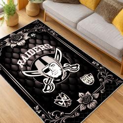 nfl las vegas raiders football team logo sport carpet area rug home decor living room lvrw188