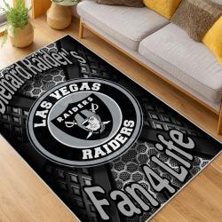 nfl las vegas raiders football team logo sport carpet area rug home decor living room lvrw190