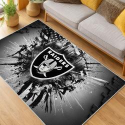 nfl las vegas raiders football team logo sport carpet area rug home decor living room lvrw197