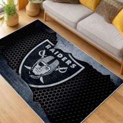 nfl las vegas raiders football team logo sport carpet area rug home decor living room lvrw201