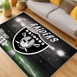 nfl las vegas raiders football team logo sport carpet area rug home decor living room lvrw221