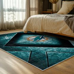 nfl miami dolphins area rug non slip football carpet home decor gift idea for fans bedroom md100