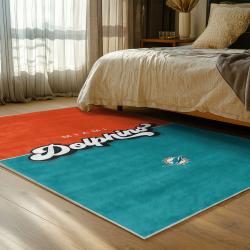 nfl miami dolphins area rug non slip football carpet home decor gift idea for fans bedroom md101