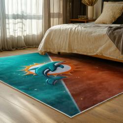 nfl miami dolphins area rug non slip football carpet home decor gift idea for fans bedroom md102