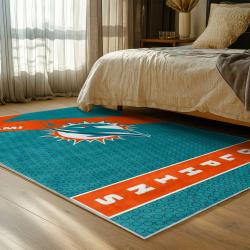 nfl miami dolphins area rug non slip football carpet home decor gift idea for fans bedroom md105