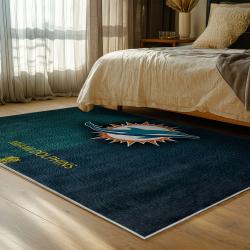 nfl miami dolphins area rug non slip football carpet home decor gift idea for fans bedroom md106
