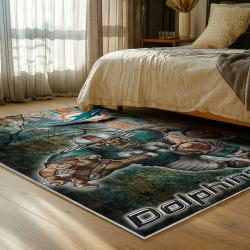 nfl miami dolphins area rug non slip football carpet home decor gift idea for fans bedroom md107