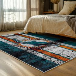 nfl miami dolphins area rug non slip football carpet home decor gift idea for fans bedroom md108