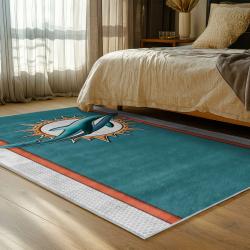 nfl miami dolphins area rug non slip football carpet home decor gift idea for fans bedroom md109