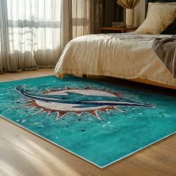 nfl miami dolphins area rug non slip football carpet home decor gift idea for fans bedroom md110
