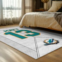 nfl miami dolphins area rug non slip football carpet home decor gift idea for fans bedroom md112