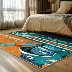 nfl miami dolphins area rug non slip football carpet home decor gift idea for fans bedroom md116