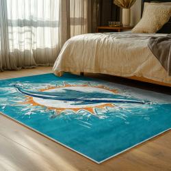 nfl miami dolphins area rug non slip football carpet home decor gift idea for fans bedroom md117