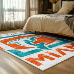 nfl miami dolphins area rug non slip football carpet home decor gift idea for fans bedroom md118