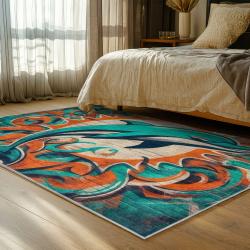 nfl miami dolphins area rug non slip football carpet home decor gift idea for fans bedroom md121