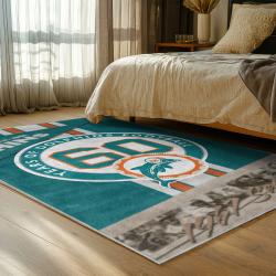 nfl miami dolphins area rug non slip football carpet home decor gift idea for fans bedroom md123