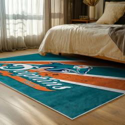nfl miami dolphins area rug non slip football carpet home decor gift idea for fans bedroom md126