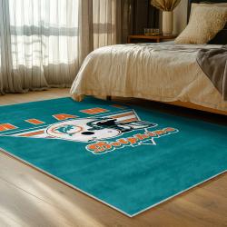 nfl miami dolphins area rug non slip football carpet home decor gift idea for fans bedroom md128