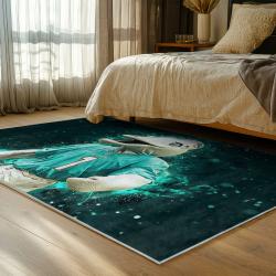 nfl miami dolphins area rug non slip football carpet home decor gift idea for fans bedroom md129