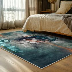 nfl miami dolphins area rug non slip football carpet home decor gift idea for fans bedroom md130