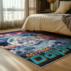 nfl miami dolphins area rug non slip football carpet home decor gift idea for fans bedroom md131
