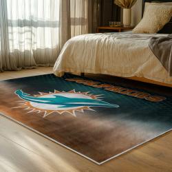 nfl miami dolphins area rug non slip football carpet home decor gift idea for fans bedroom md137