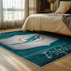nfl miami dolphins area rug non slip football carpet home decor gift idea for fans bedroom md140
