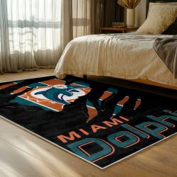 nfl miami dolphins area rug non slip football carpet home decor gift idea for fans bedroom md141