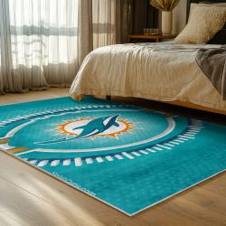 nfl miami dolphins area rug non slip football carpet home decor gift idea for fans bedroom md142