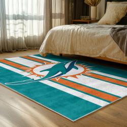 nfl miami dolphins area rug non slip football carpet home decor gift idea for fans bedroom md144