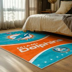 nfl miami dolphins area rug non slip football carpet home decor gift idea for fans bedroom md51