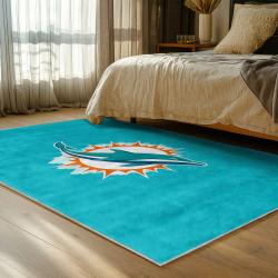 nfl miami dolphins area rug non slip football carpet home decor gift idea for fans bedroom md52