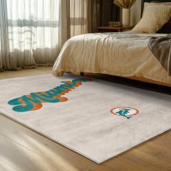 nfl miami dolphins area rug non slip football carpet home decor gift idea for fans bedroom md53