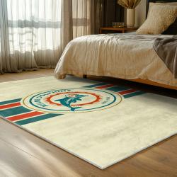 nfl miami dolphins area rug non slip football carpet home decor gift idea for fans bedroom md55