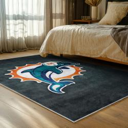 nfl miami dolphins area rug non slip football carpet home decor gift idea for fans bedroom md56
