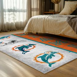 nfl miami dolphins area rug non slip football carpet home decor gift idea for fans bedroom md57