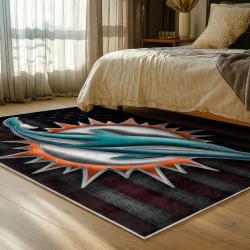 nfl miami dolphins area rug non slip football carpet home decor gift idea for fans bedroom md58